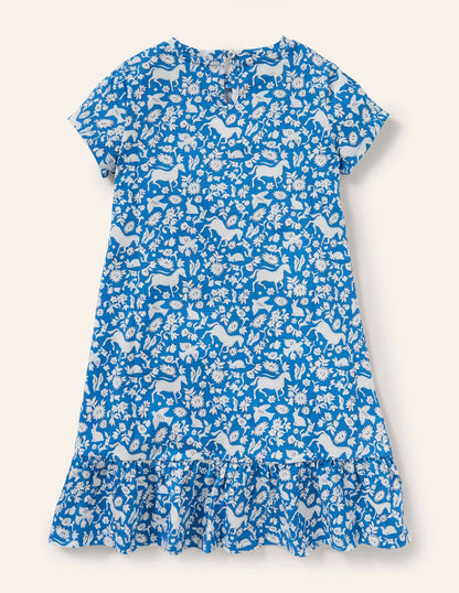 Drop Hem Jersey Dress-Elizabethan Blue Wild Ponies