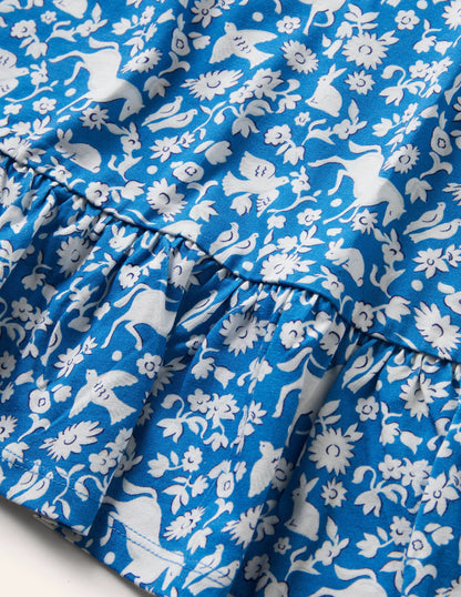 Drop Hem Jersey Dress-Elizabethan Blue Wild Ponies