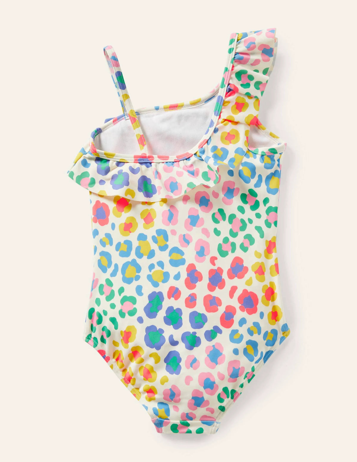 One Shoulder Frill Swimsuit-Multi Leopard Print