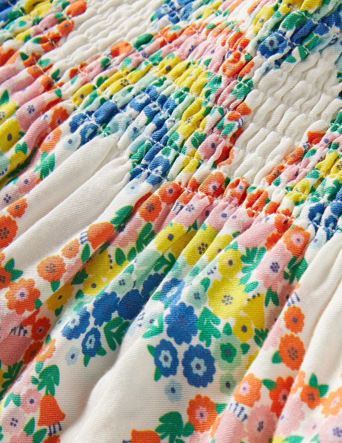 Tie Shoulder Smocked Top-Multi Rainbow Floral