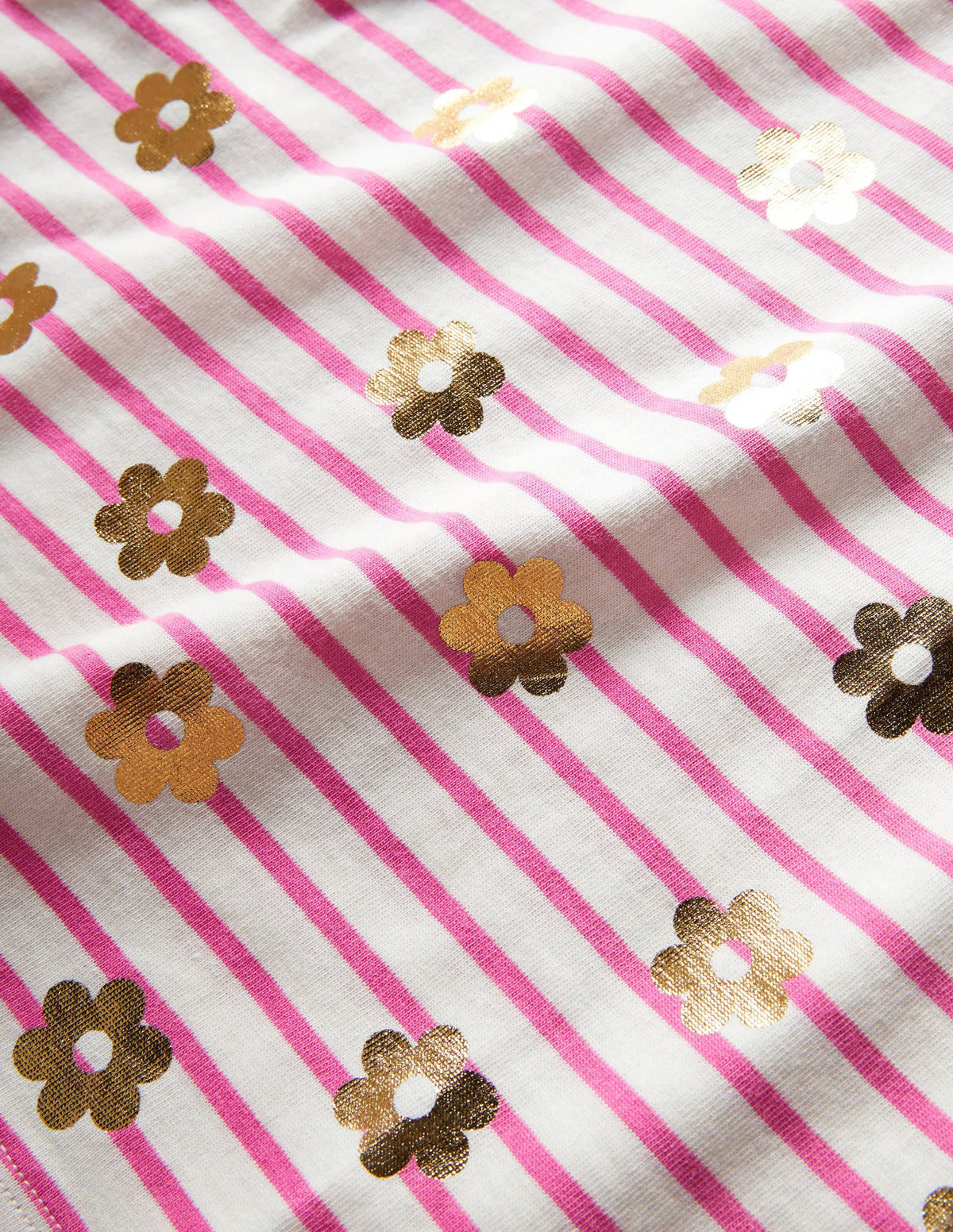 Short-sleeved Breton-Strawberry Pink/ Ivory Daisy