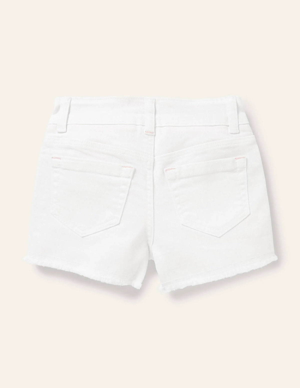Denim Shorts-White Parrot Embroidery