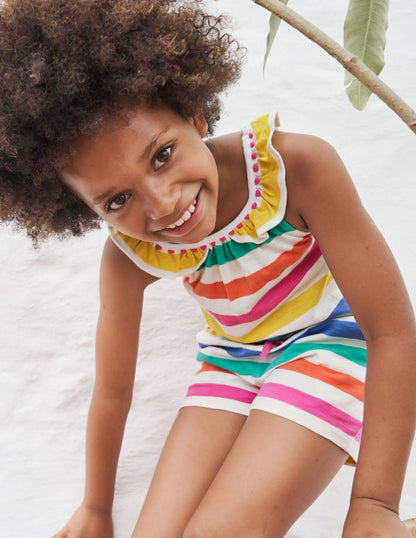 Charlie Pom Jersey Romper-Pop Pansy / Daffodil Rainbow