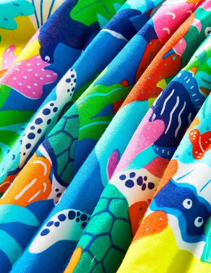 Short Sleeve Fun Jersey Dress-Multi Rainbow Reef