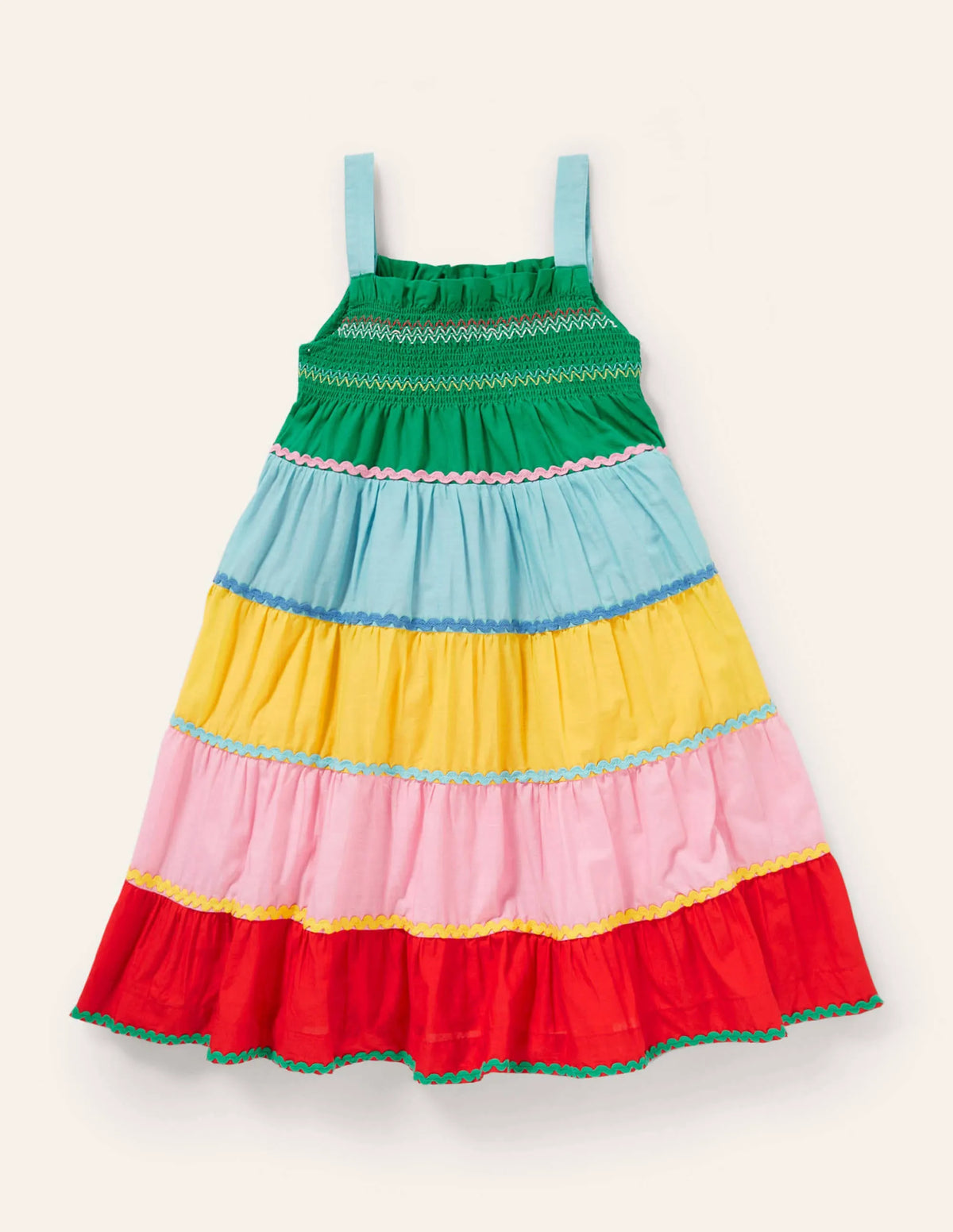 Smocked Sun Dress-Multi Colourblock