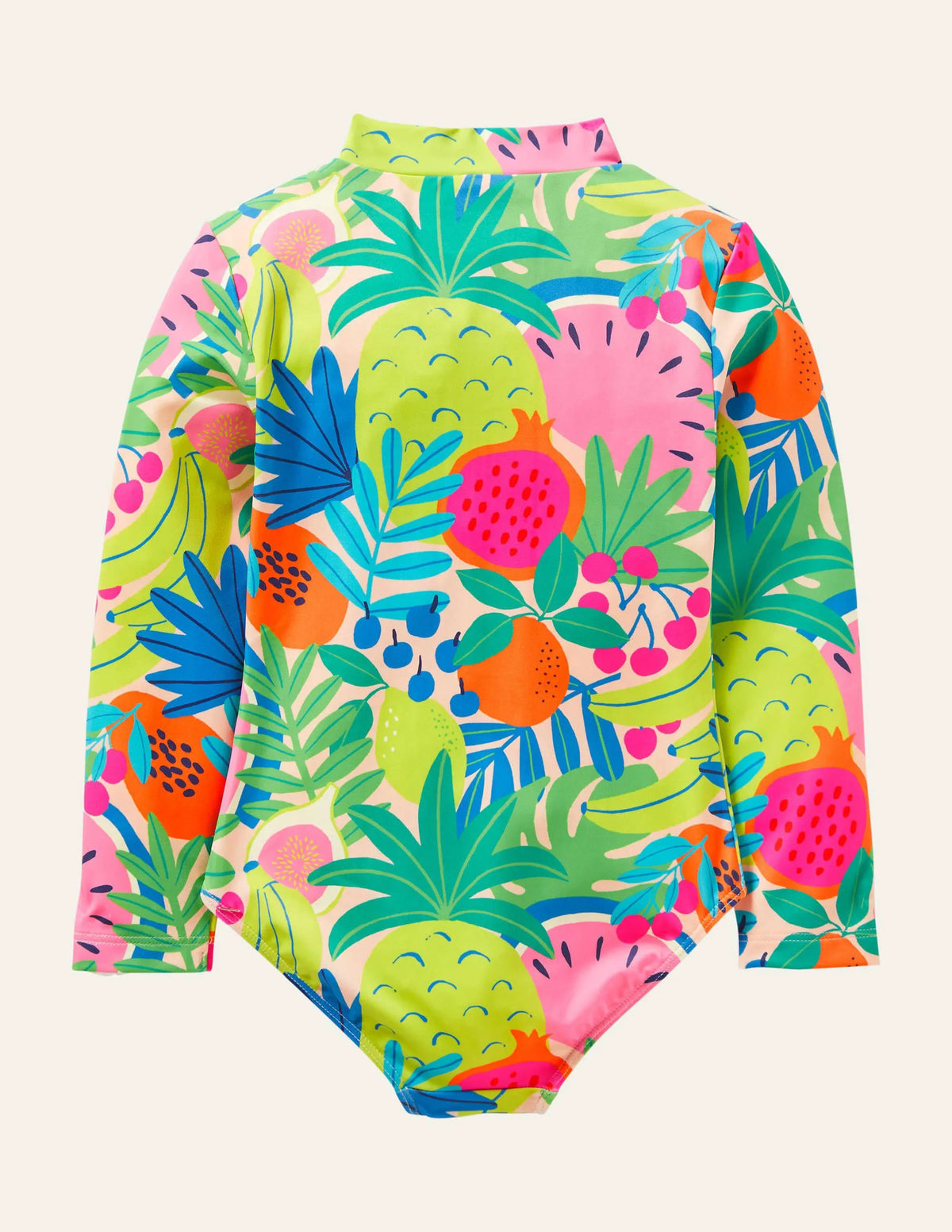 Long-sleeved Swimsuit-Multi Tropical Fruit