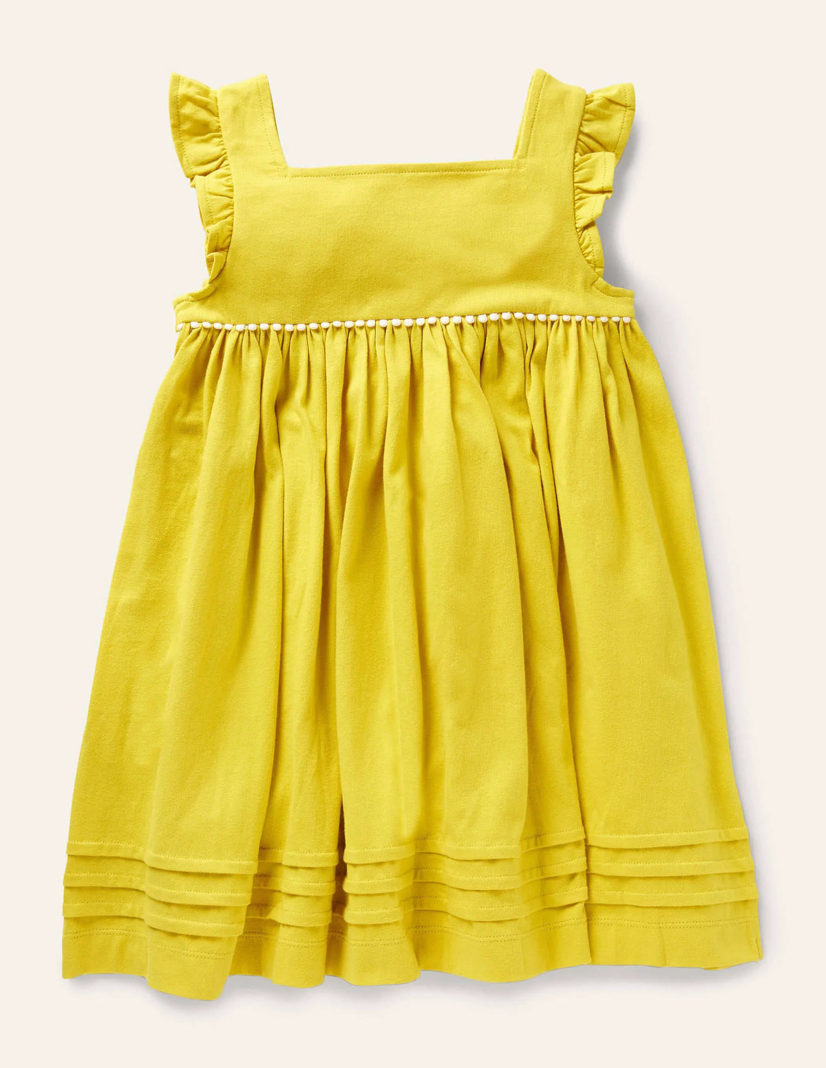 Frill Sleeve Jersey Dress-Daffodil Yellow
