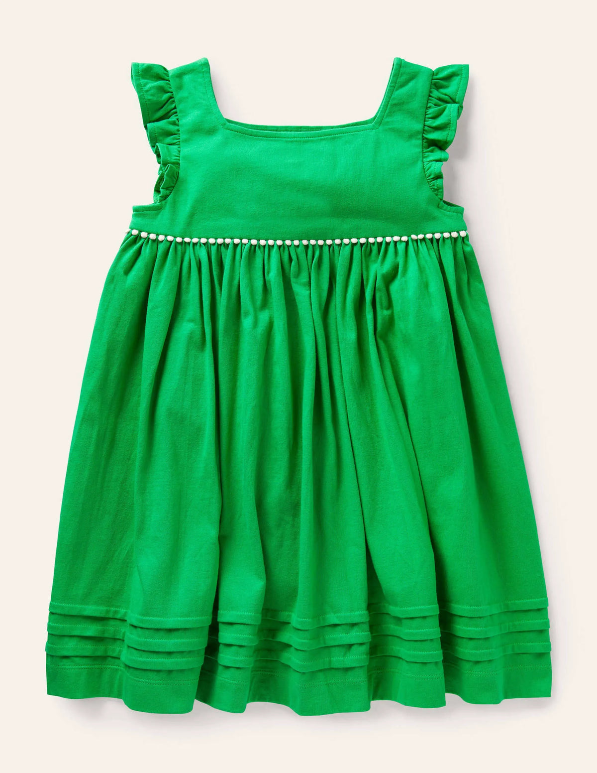 Frill Sleeve Jersey Dress-Green Pepper