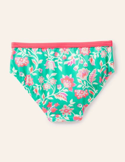 Patterned Bikini Bottoms-Tropical Green Paisley