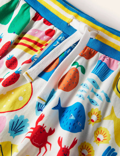Printed Jersey Skort-Multi Farmers Market