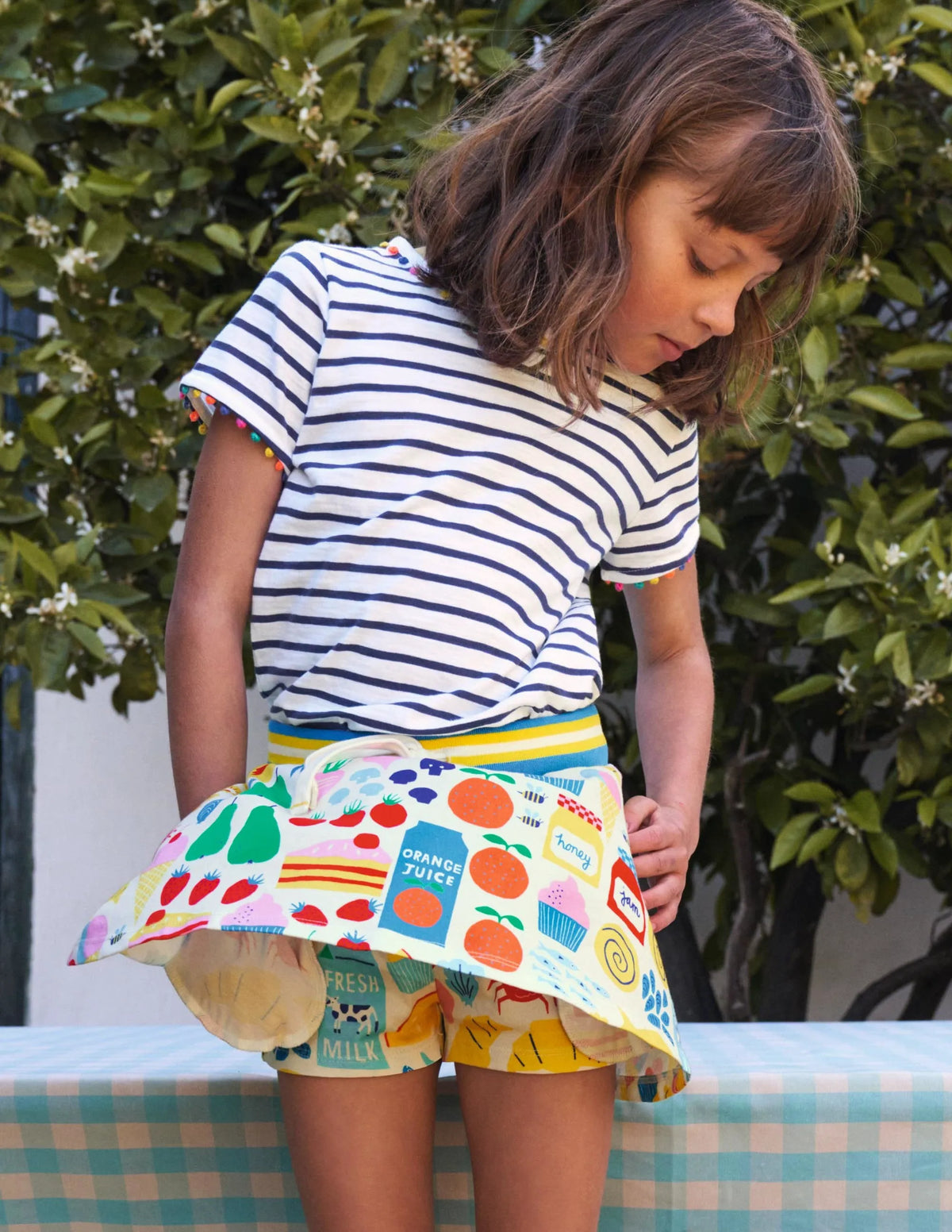 Printed Jersey Skort-Multi Farmers Market