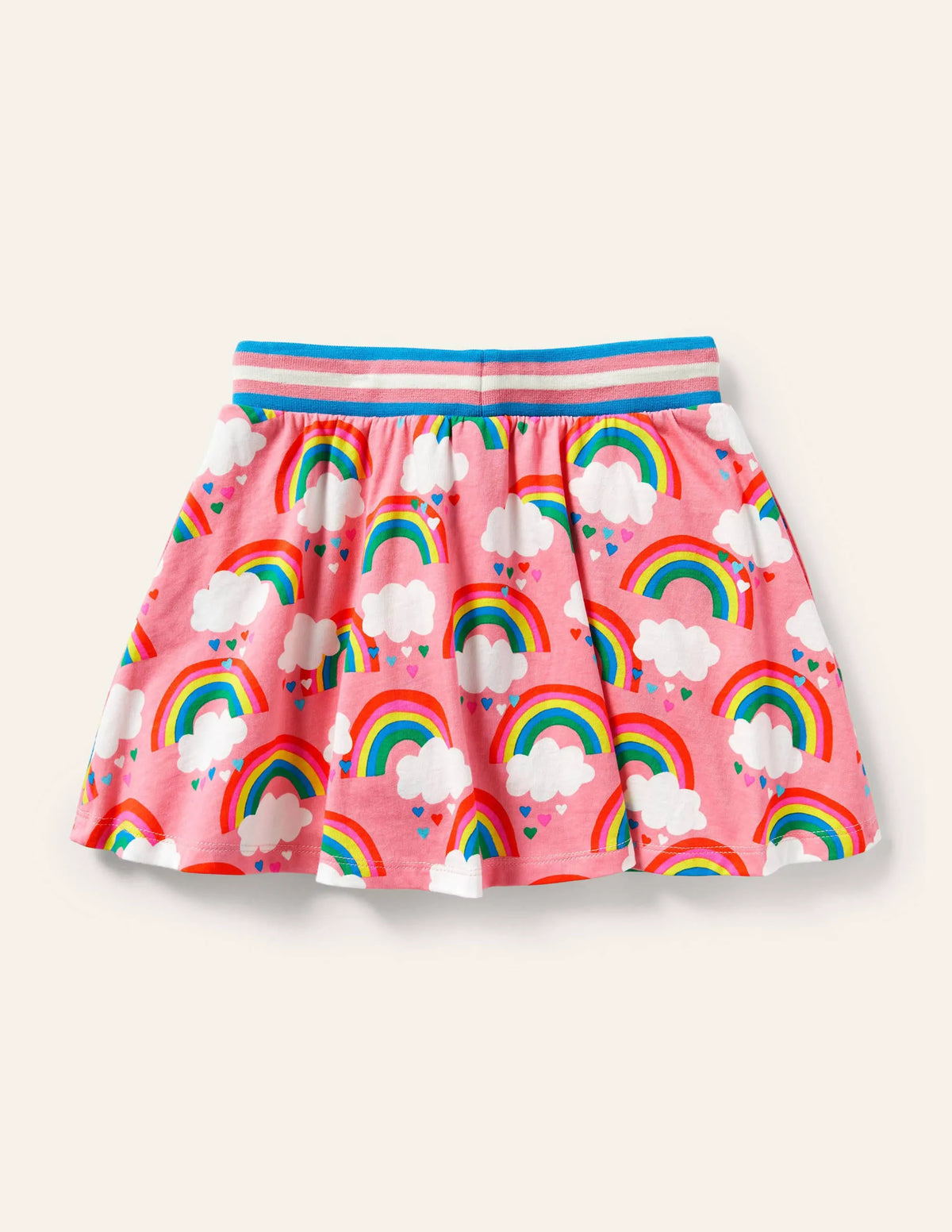 Printed Jersey Skort-Pink Lemonade Rainbows