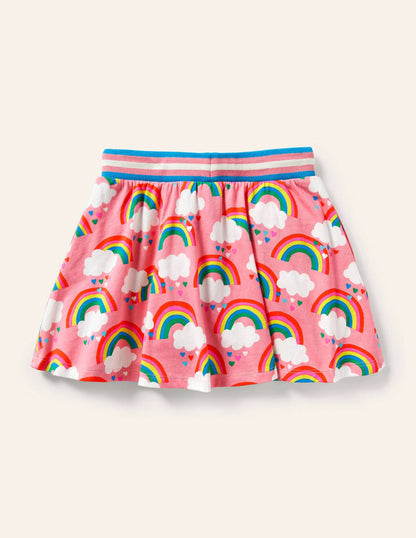 Printed Jersey Skort-Pink Lemonade Rainbows