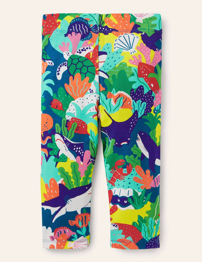 Fun Cropped Leggings-Multi Rainbow Reef