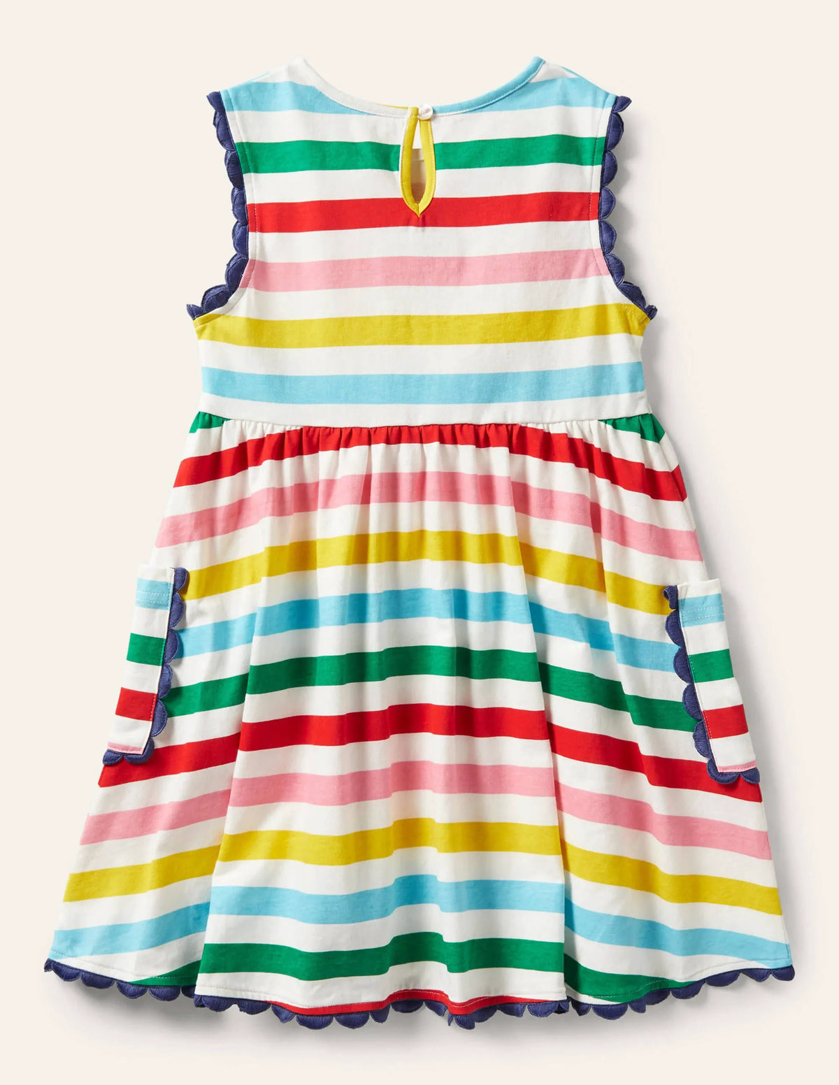 Trim Detail Jersey Dress-Multi Stripe