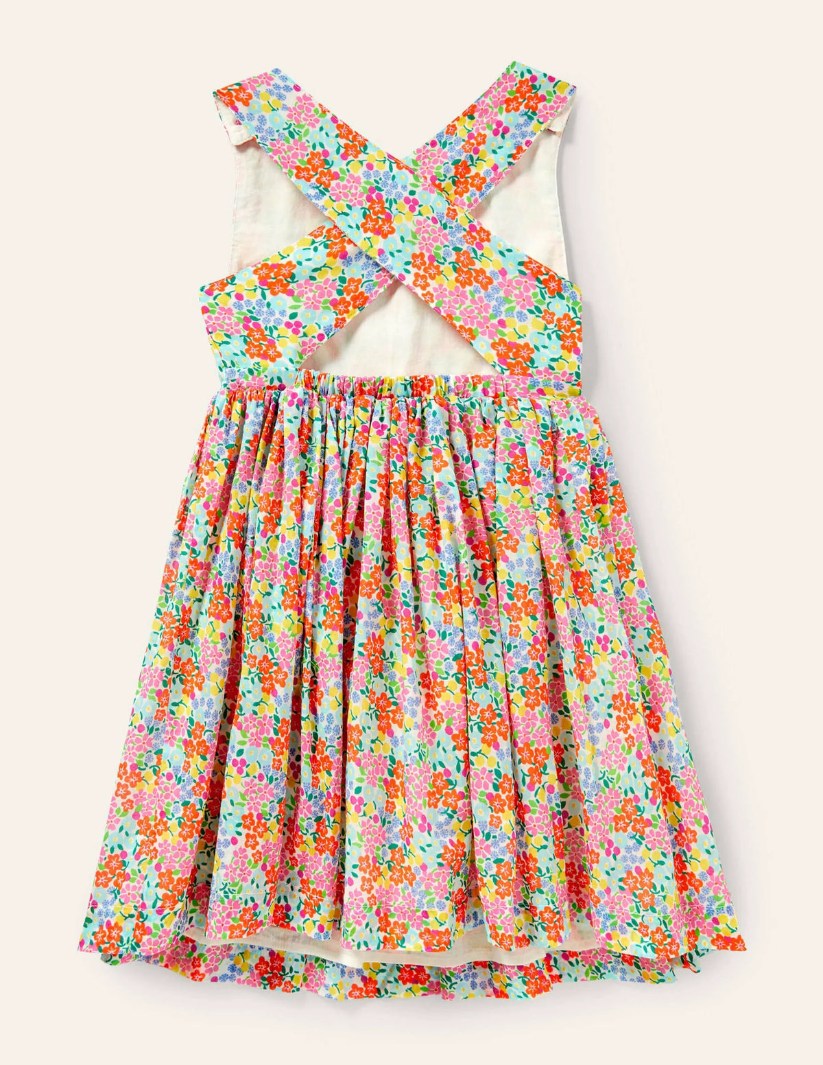Cross-back Dress-Multi Tropical Floral