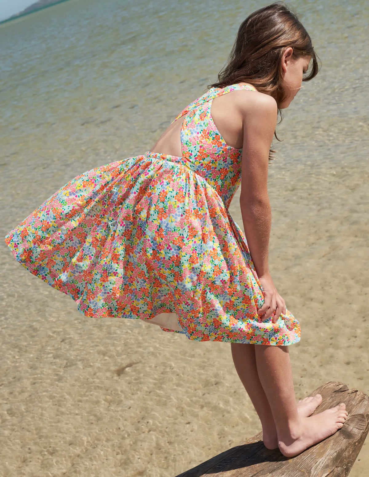 Cross-back Dress-Multi Tropical Floral