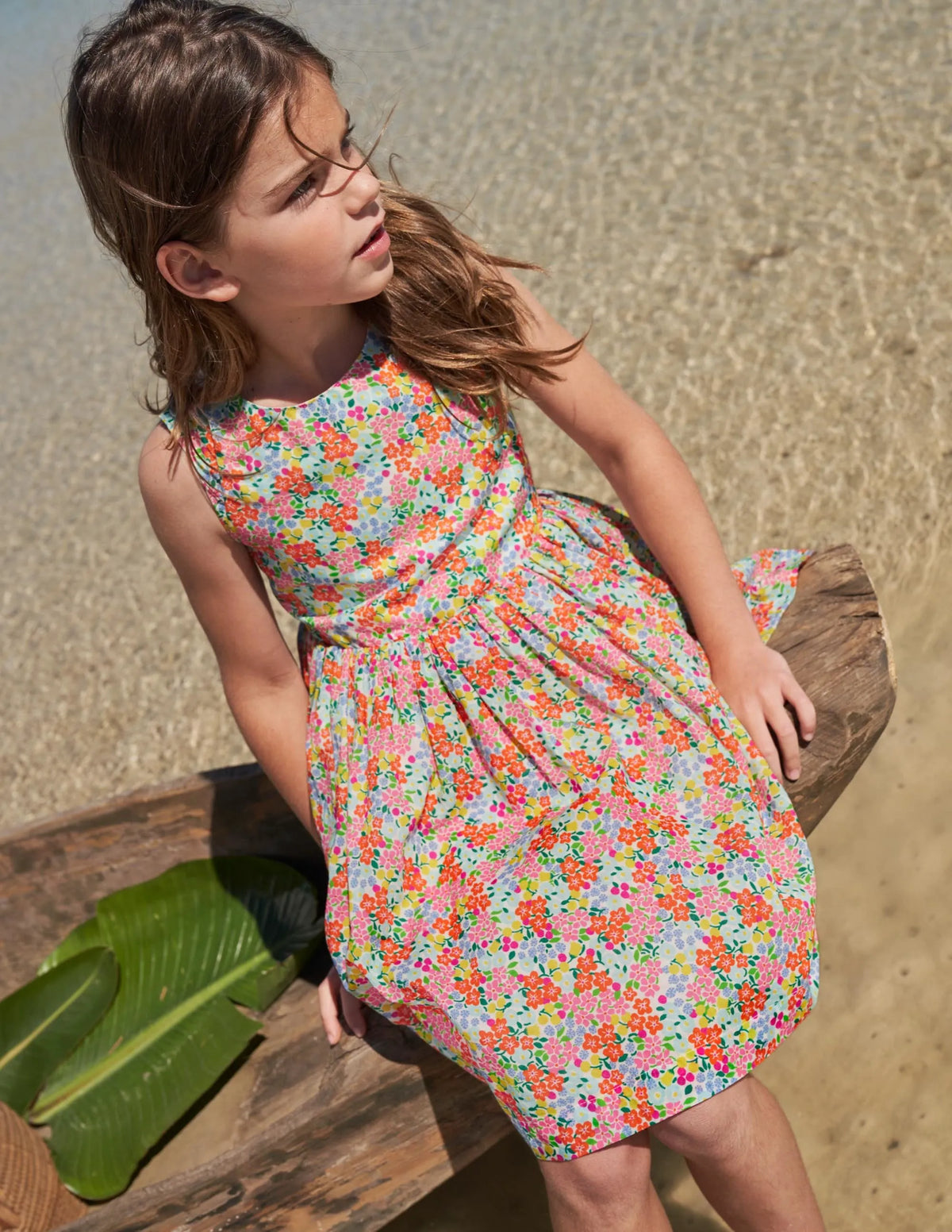 Cross-back Dress-Multi Tropical Floral