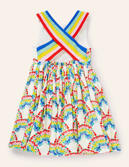 Cross-back Dress-Multi Rainbow Floral