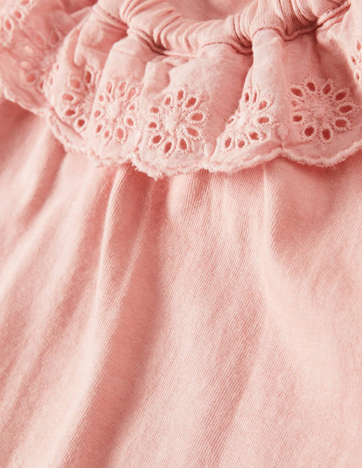Broderie Collar Jersey Top-Boto Pink