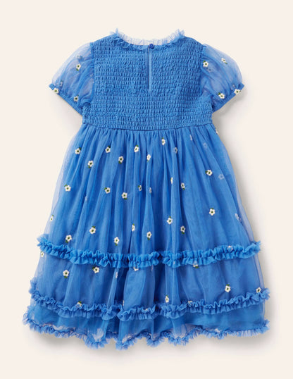 Tiered Tulle Dress-Elizabethan Blue