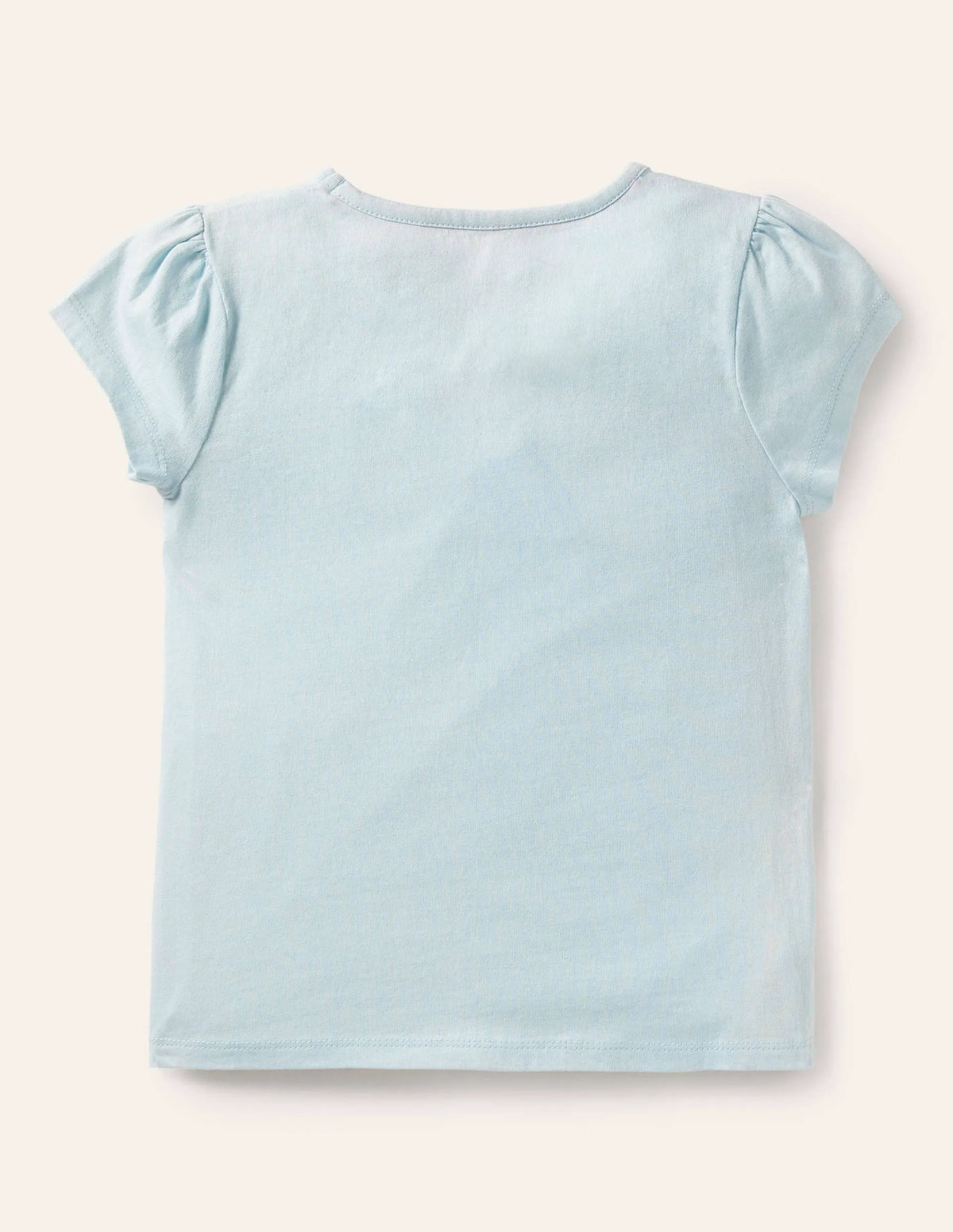 Puff Sleeve Appliqué T-shirt-Neptune Blue Cake