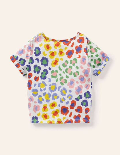 Tie-front T-shirt-Multi Medium Leopard Print