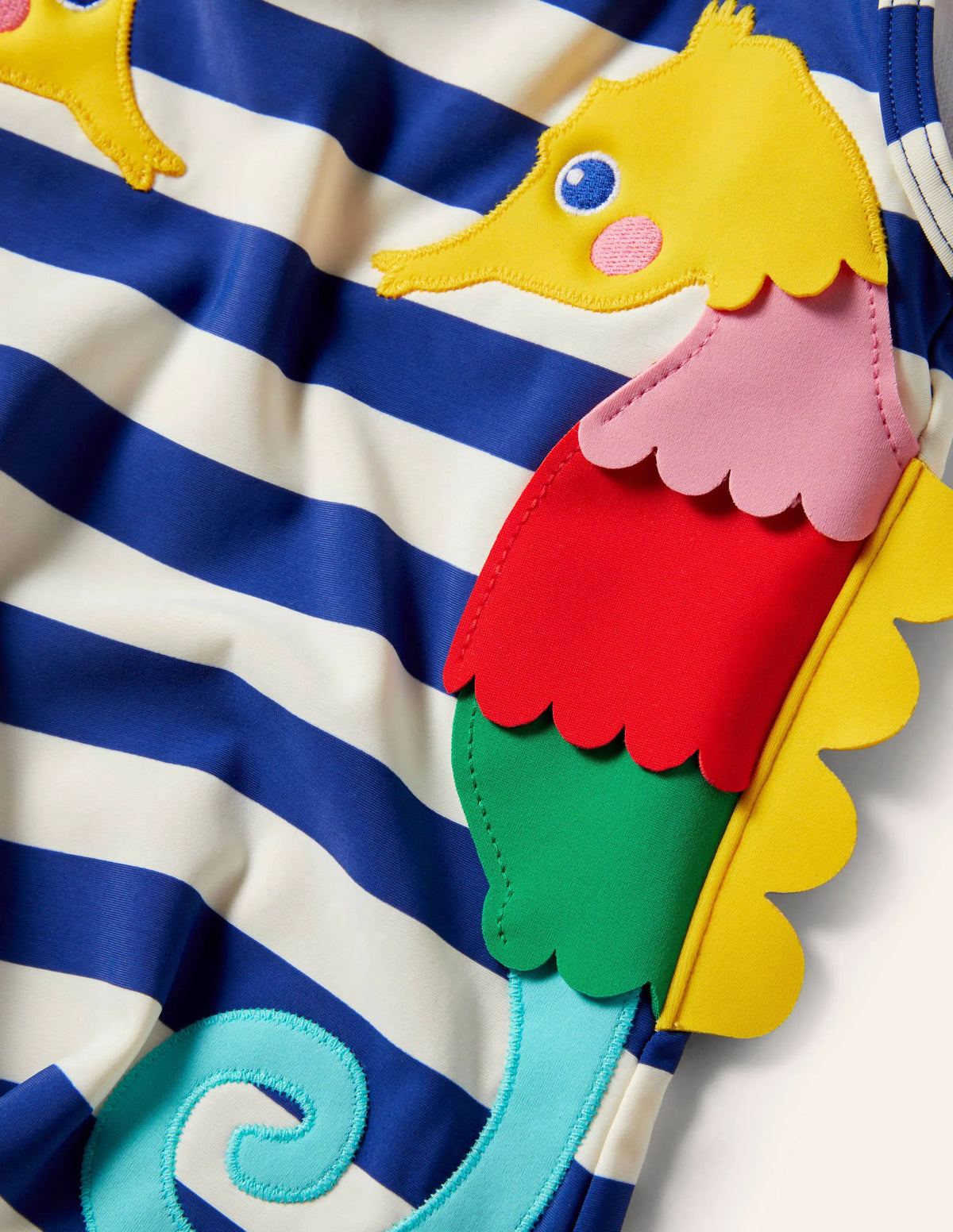 Fun Appliqué Swimsuit-Wave Blue/Ivory Seahorse