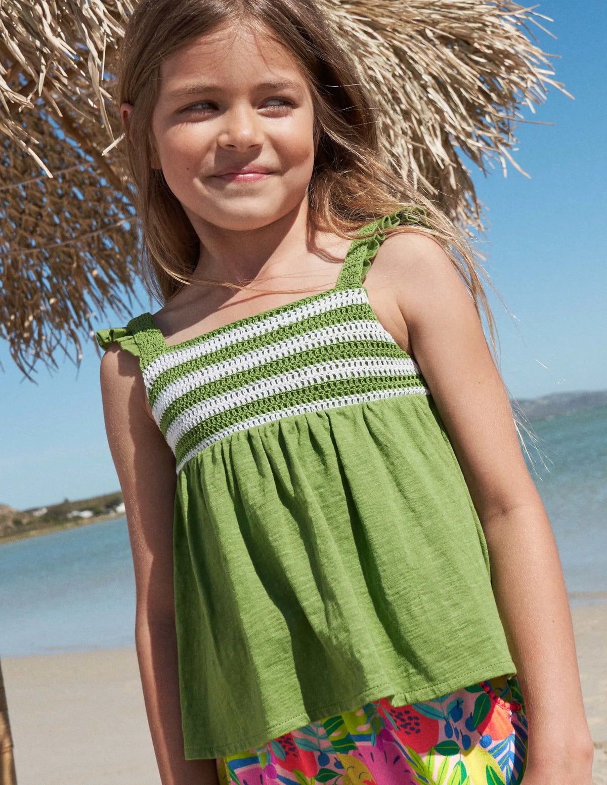 Crochet Tank Top-Green pepper