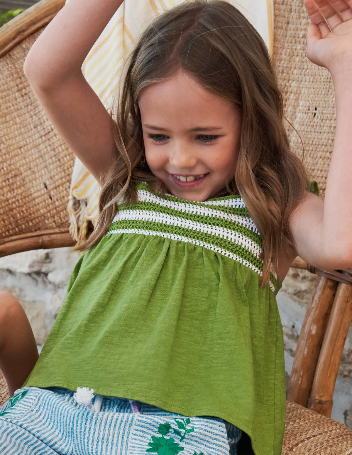 Crochet Tank Top-Green pepper
