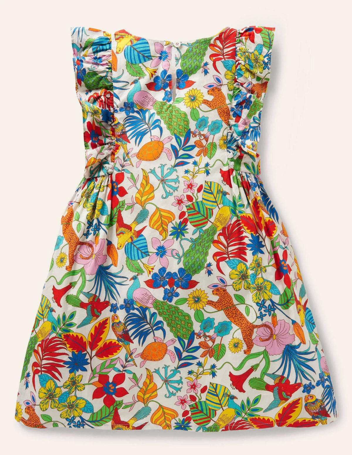 Frill Sleeve Printed Dress-Mini Me Multi Jungle