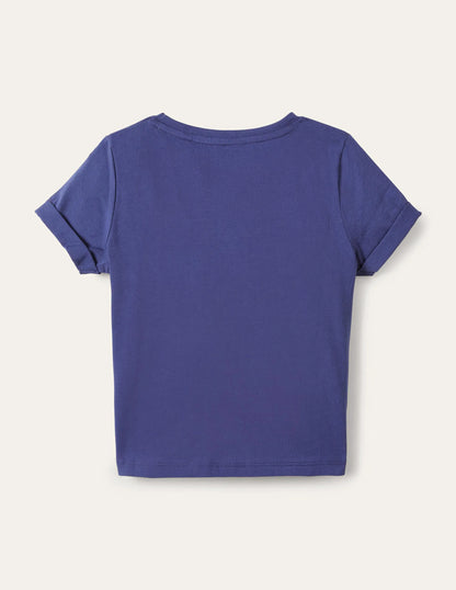 Navy Strawberry Detail Graphic T-shirt-Starboard Blue Strawberry