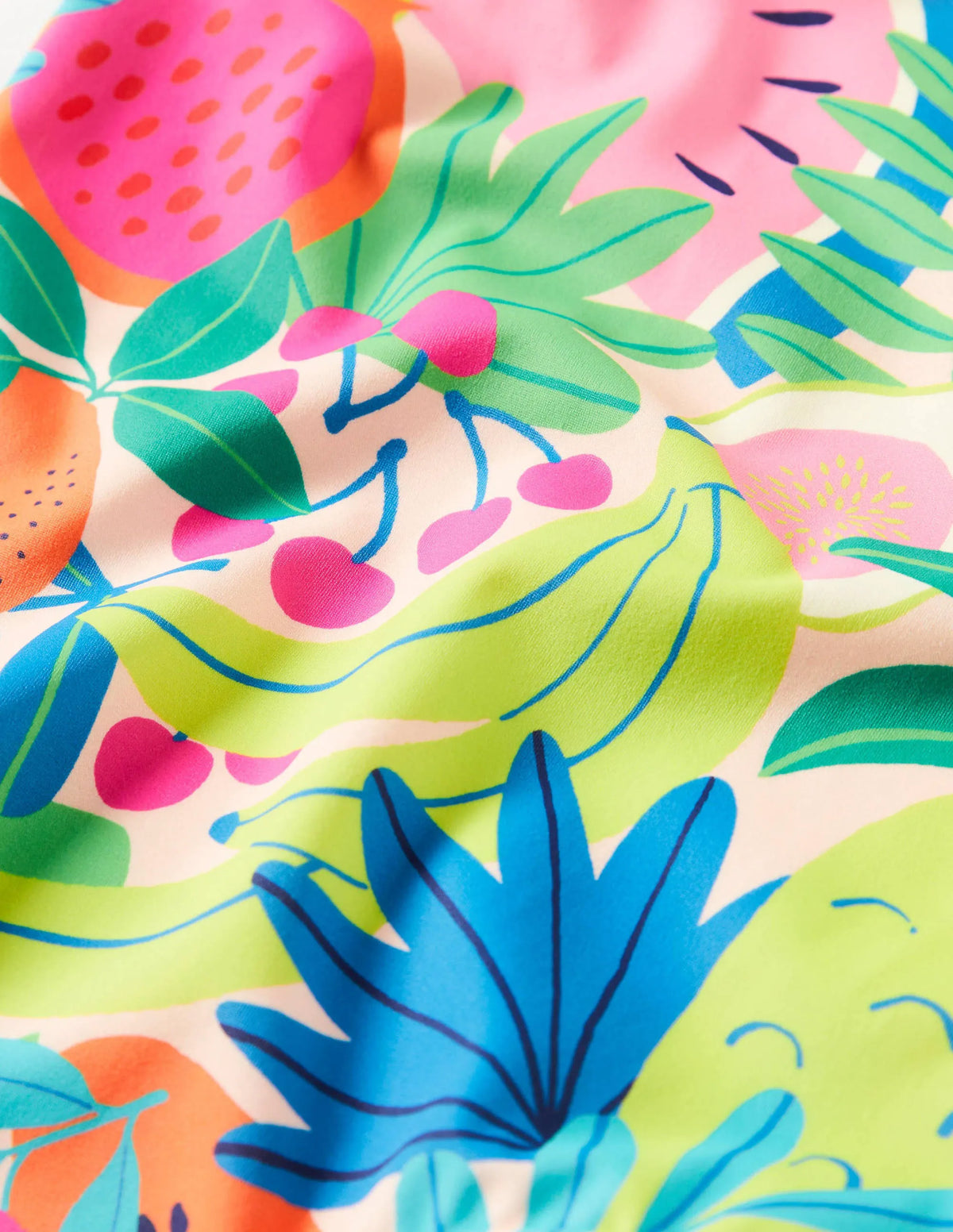 Cross-back Printed Swimsuit-Multi Tropical Fruit