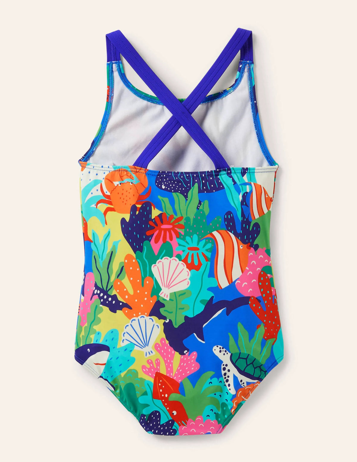 Cross-back Printed Swimsuit-Multi Rainbow Reef
