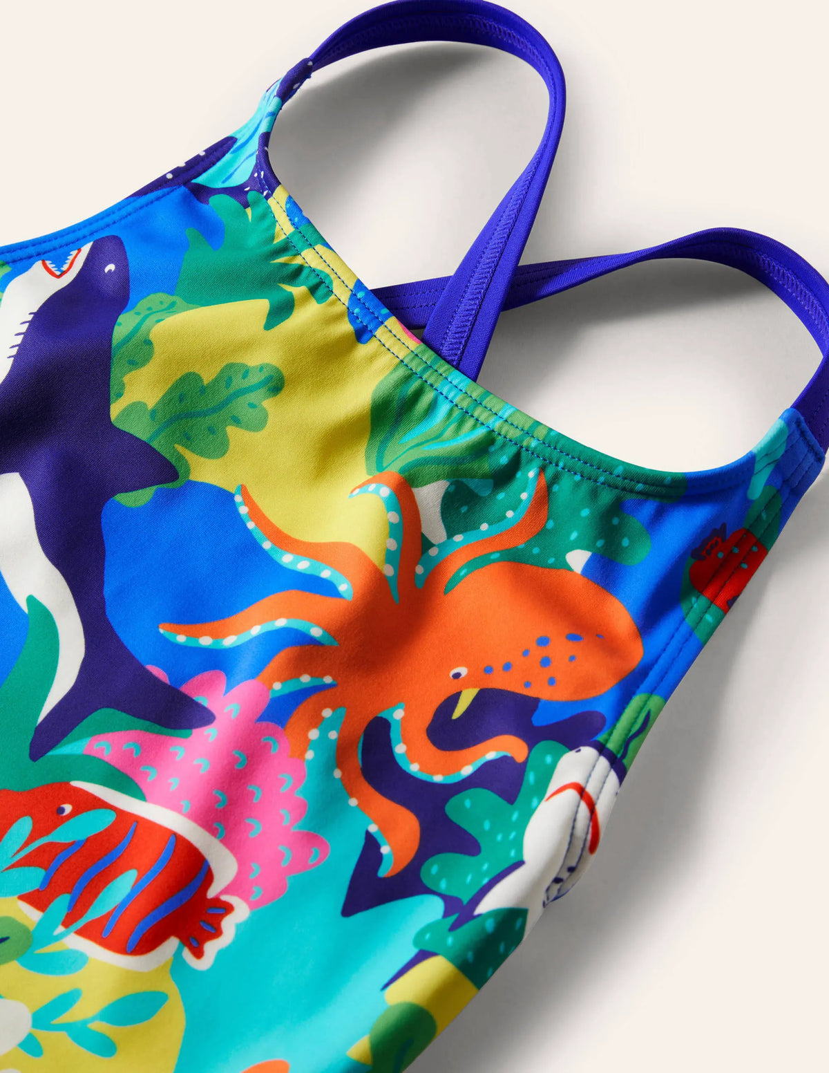 Cross-back Printed Swimsuit-Multi Rainbow Reef