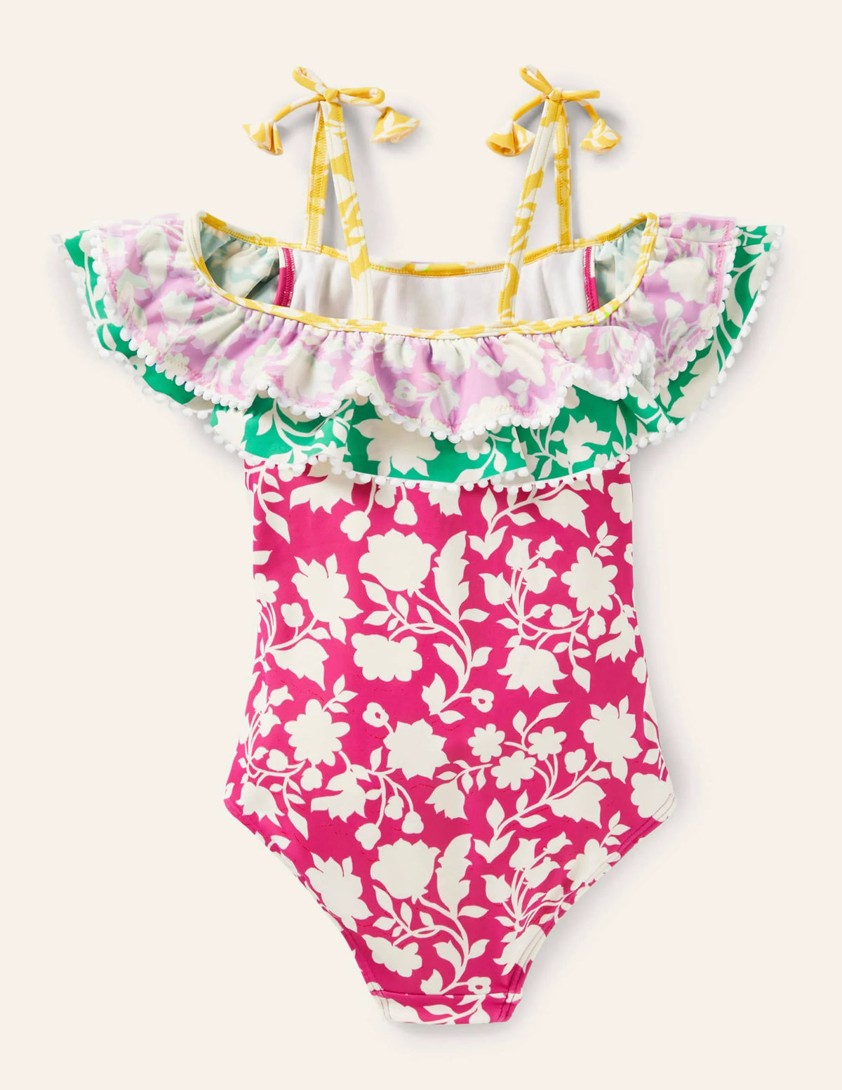 Hotchpotch Frilly Swimsuit-Very Berry Purple Paisley