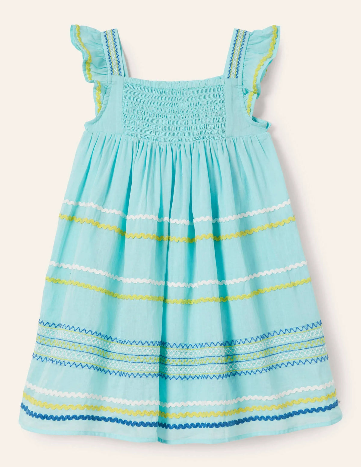 Embroidered Smock Dress-Georgian Blue