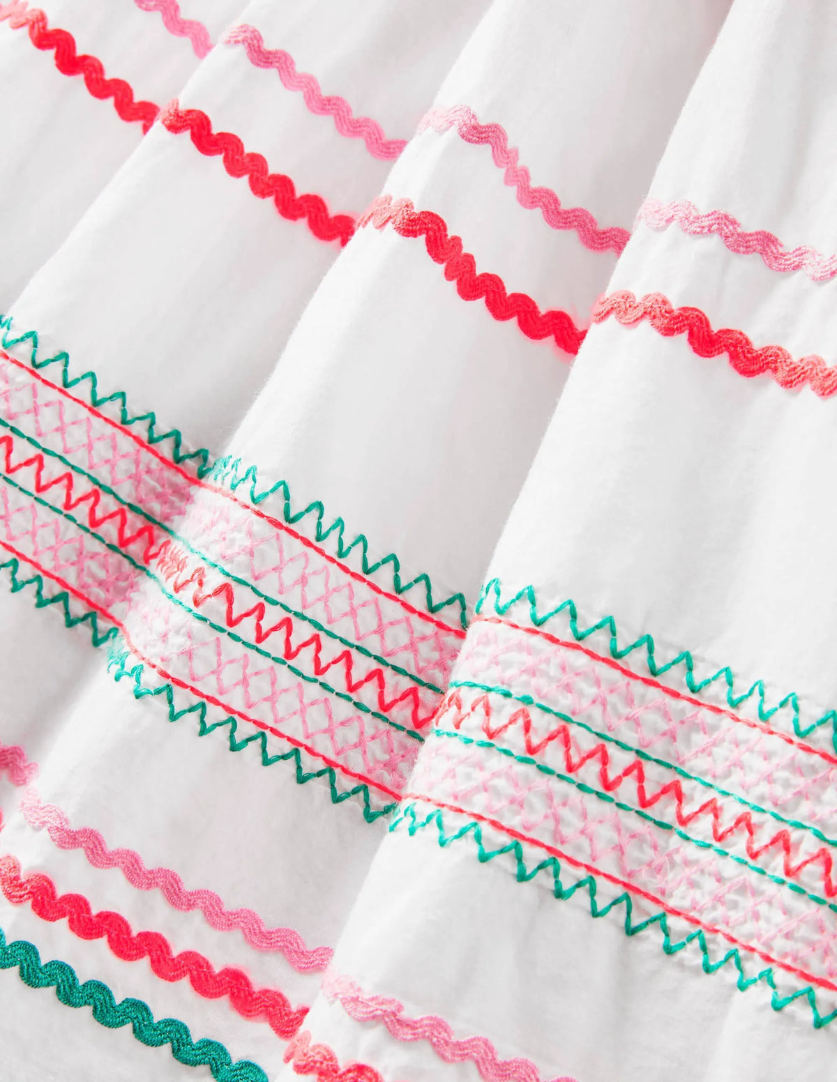 Embroidered Smock Dress-White