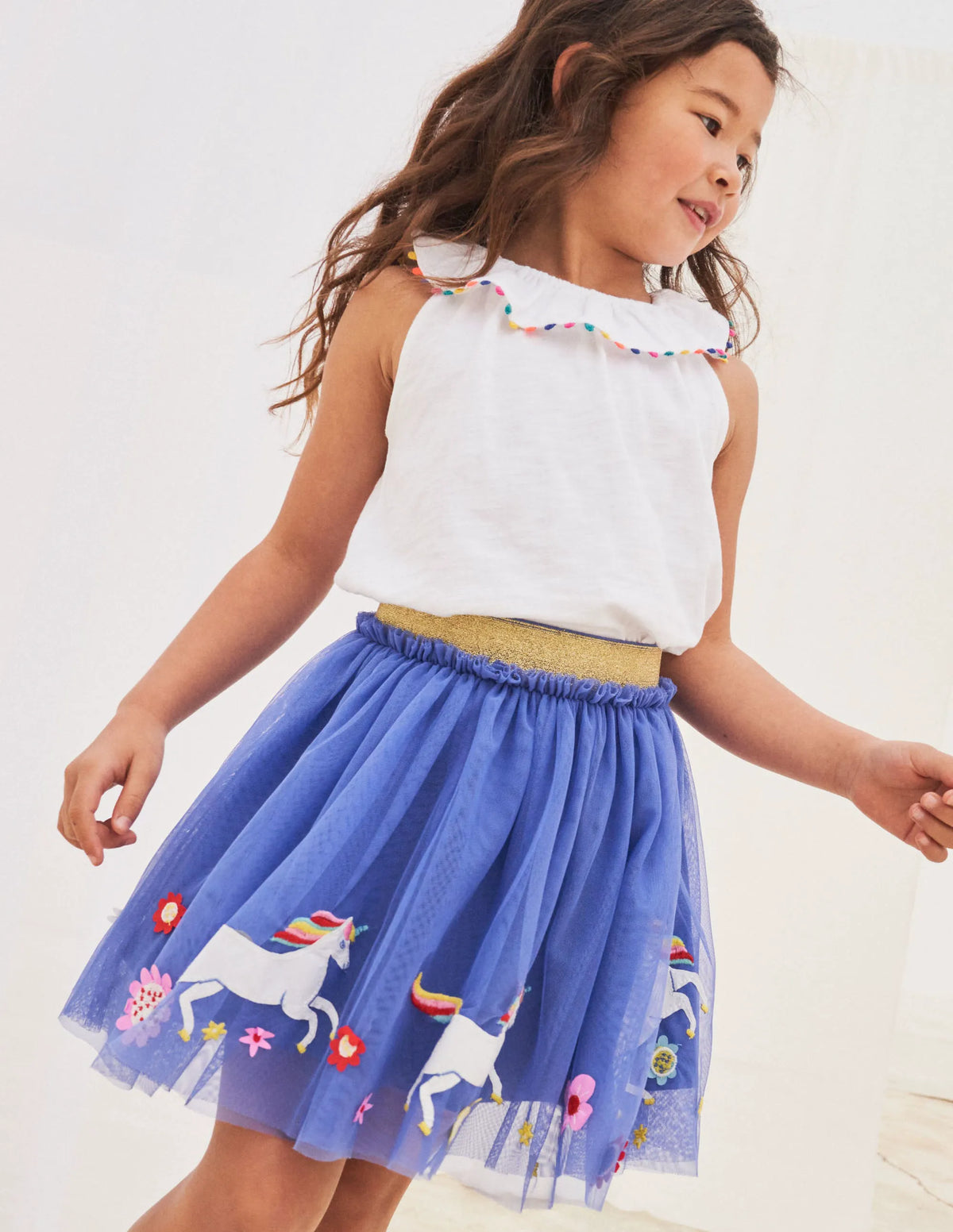 Tulle Hem Skirt-Bluebell Blue Unicorn