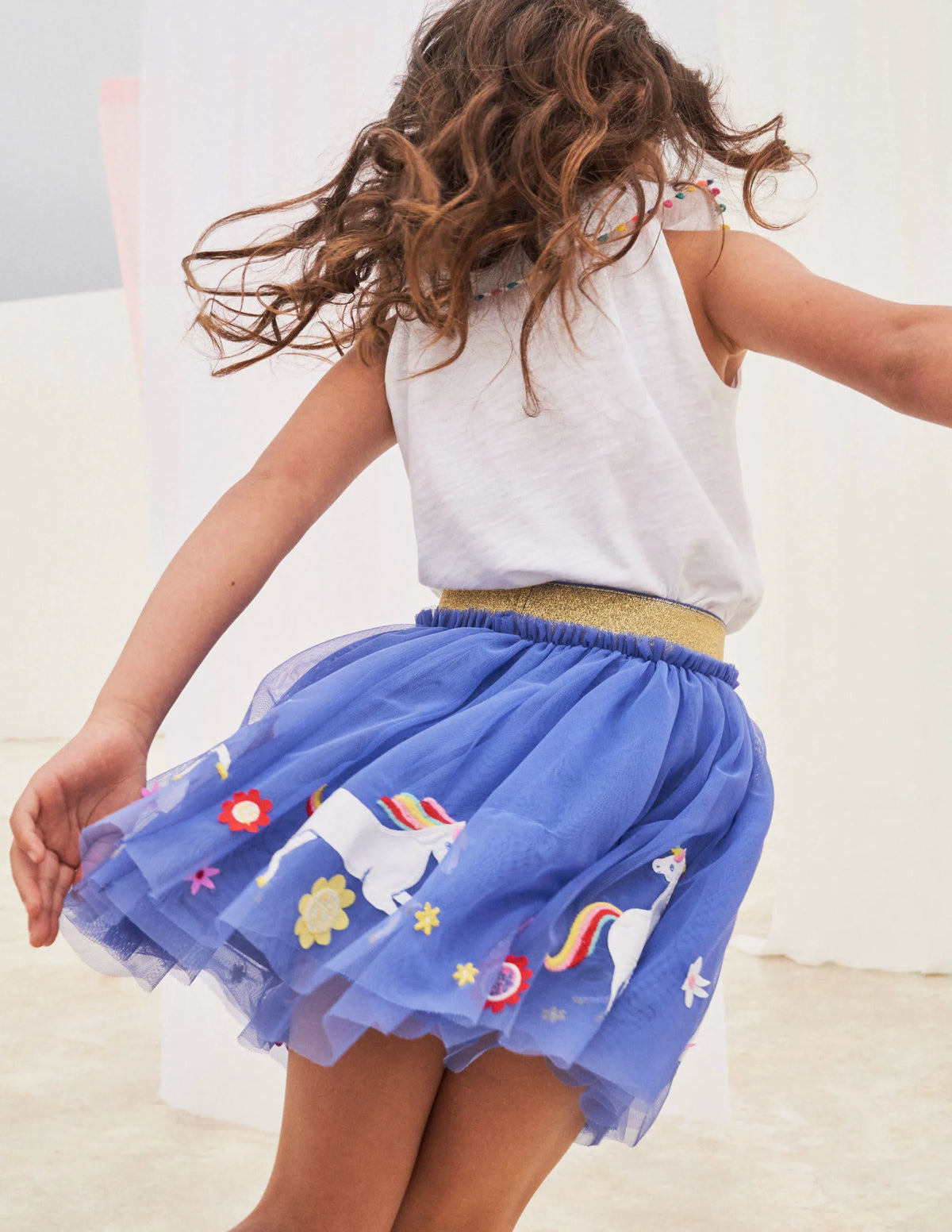Tulle Hem Skirt-Bluebell Blue Unicorn