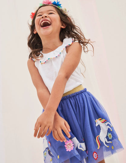Tulle Hem Skirt-Bluebell Blue Unicorn
