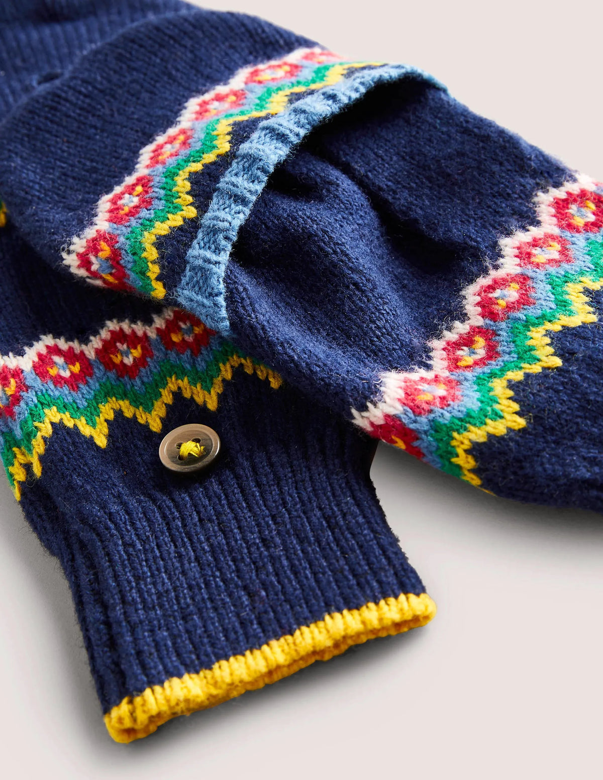 Fair Isle Mittens-Navy