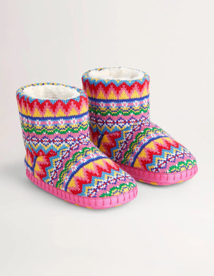 Slipper Boots-Dusty Blue Fair Isle