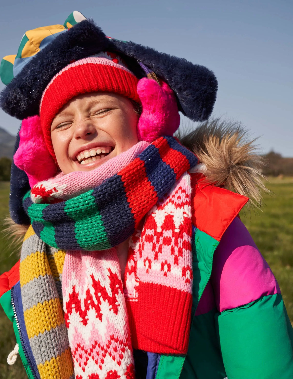 Fair Isle Hat and Scarf set-Pink