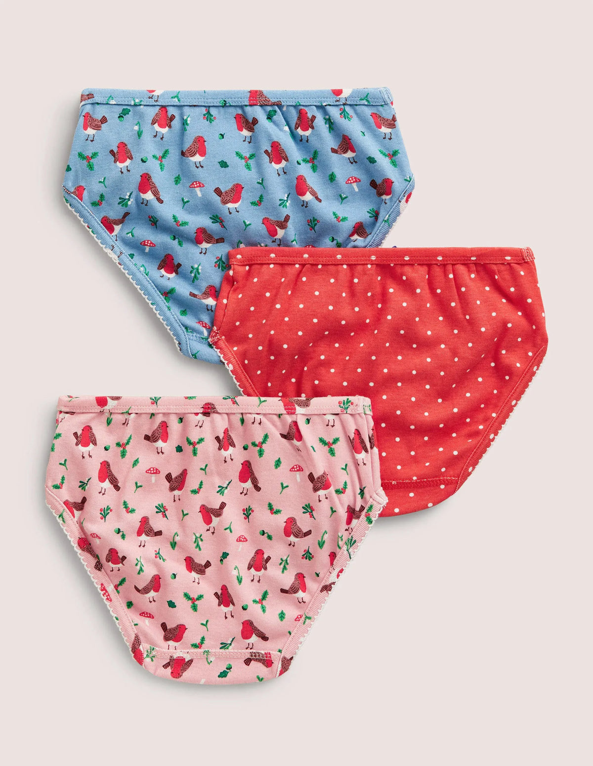 Girls 3 Pack Underwear-Boto Pink Robins