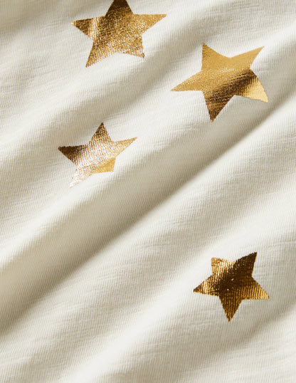 Slub Raglan T-shirt-Ivory/Gold Confetti Star