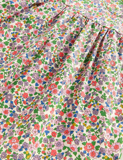 Long Sleeve Fun Jersey Dress-Ivory/Aster Purple Floral