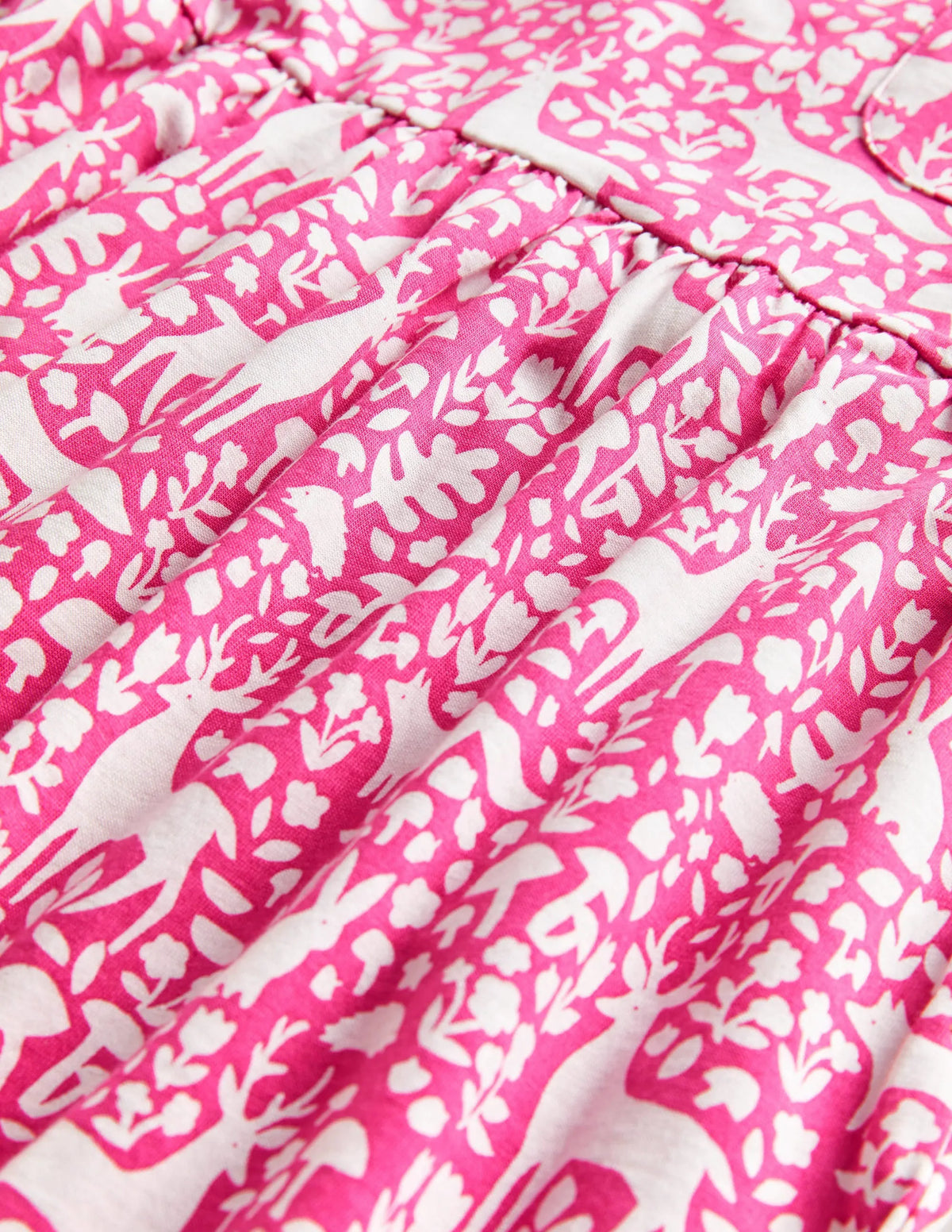 Long Sleeve Fun Jersey Dress-Pink Woodland Toile