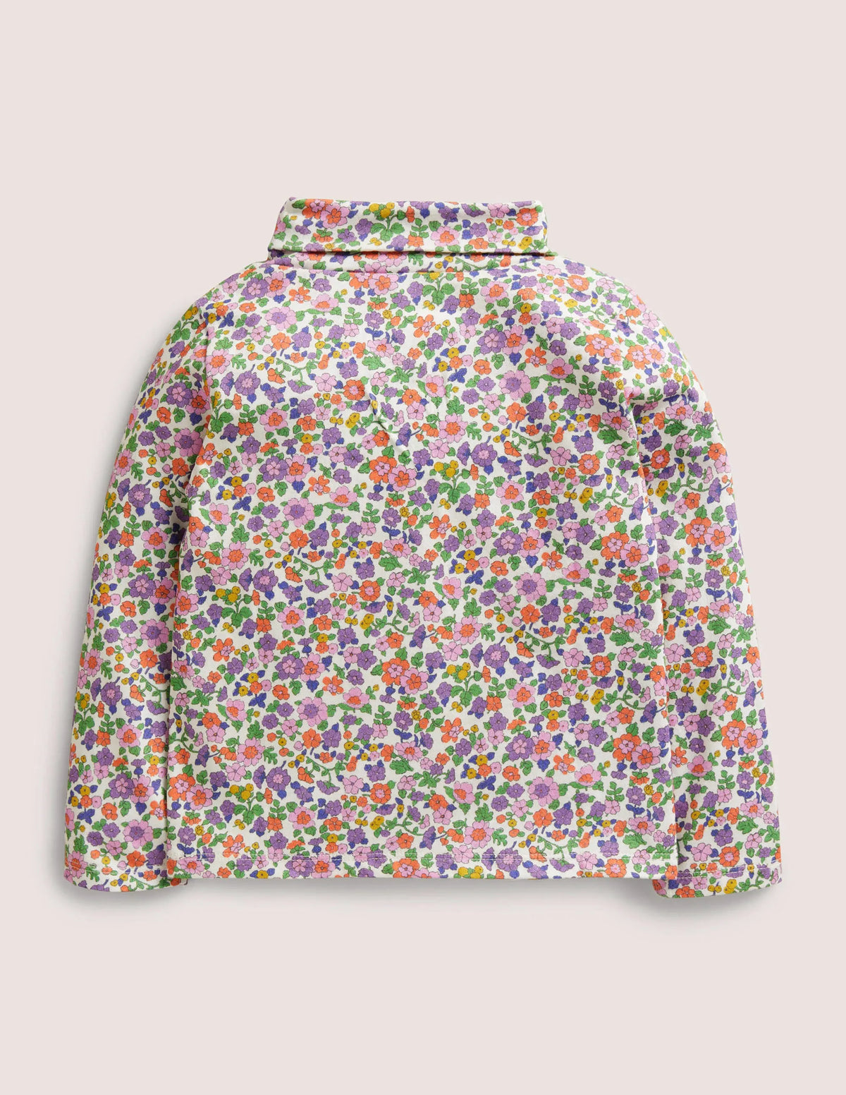 Roll Neck Supersoft T-shirt-Ivory/Aster Purple Floral