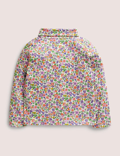 Roll Neck Supersoft T-shirt-Ivory/Aster Purple Floral